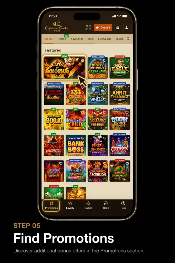 Captain Cooks Casino Promotions