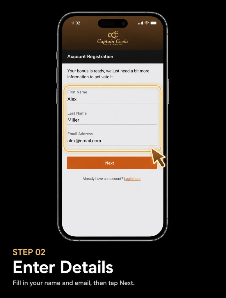 Registration Step 2 - Enter Details
