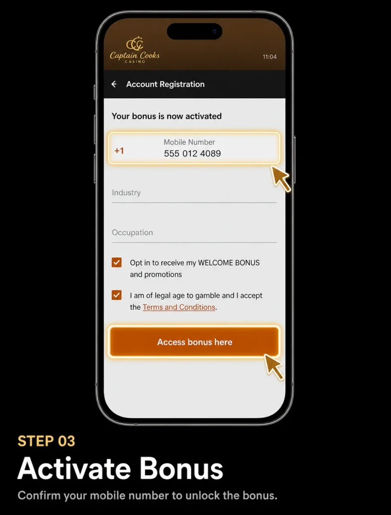 Registration Step 3 - Activate Bonus