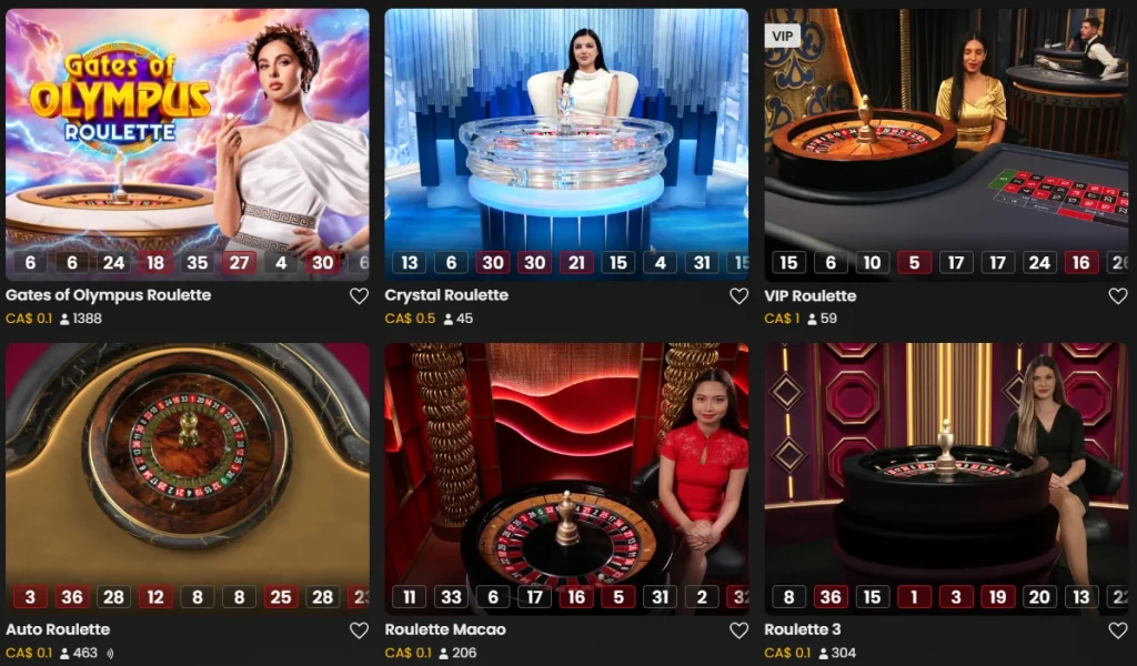 CaptainCooks Live Roulette Section